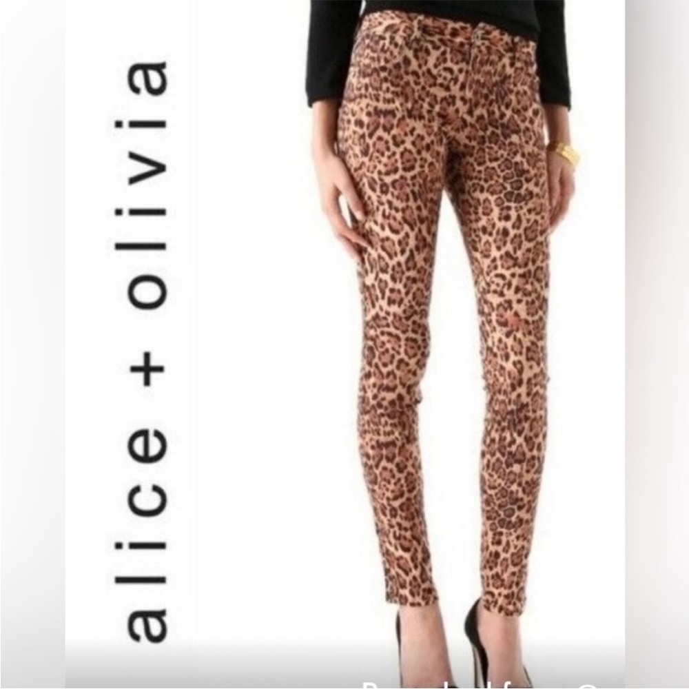 Alice + Olivia Multicolor Leopard Animal Print Skinny Jeans Sz 2